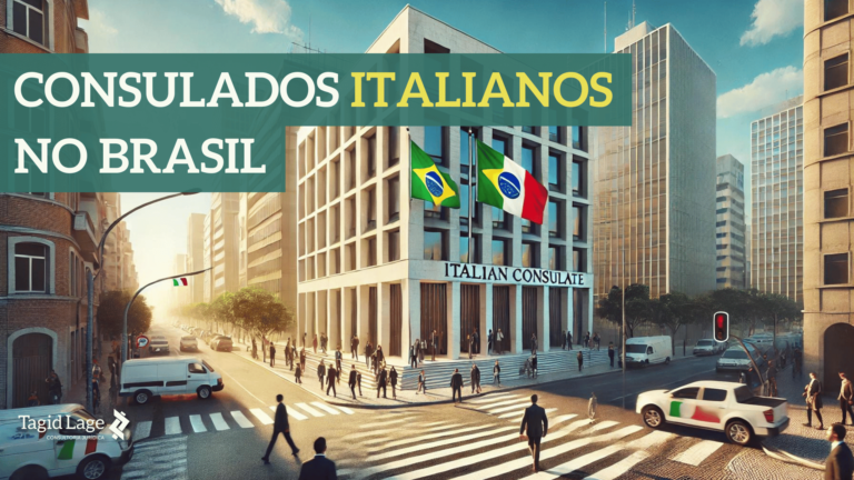 grupo de pessoas andando em frente a um consulado italiano no Brasil