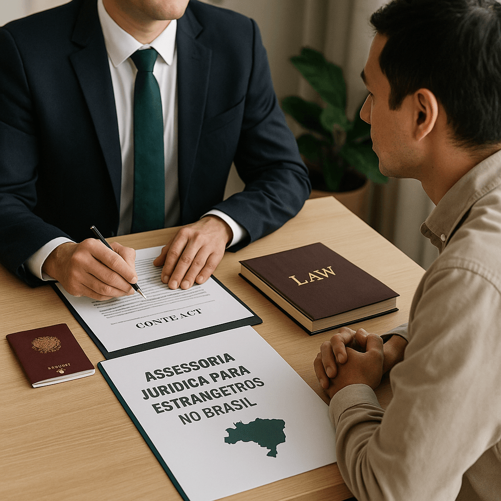 Advogado consultando estrangeiro - assessoria jurídica para estrangeiros no Brasil